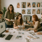 Magazine editorial staff working on the copy and artwork for an issue. (Generic scene produced by ChatGPT 4o)